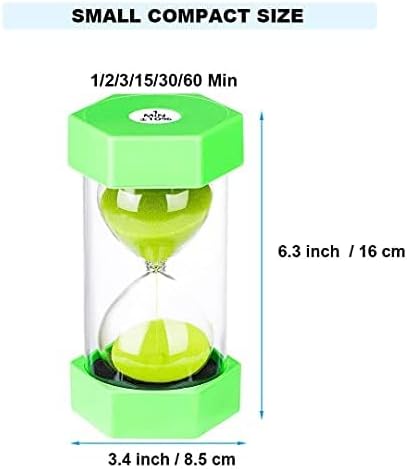 Hourglass Sand Timer 60 Minute,Colorful Sand Watch 60 Min, Small Green Sand Clock 60 Minute, Plastic Hour Glass Sandglass Timer for Kids, Games, Classroom, Kitchen, Ketch, Decoration
