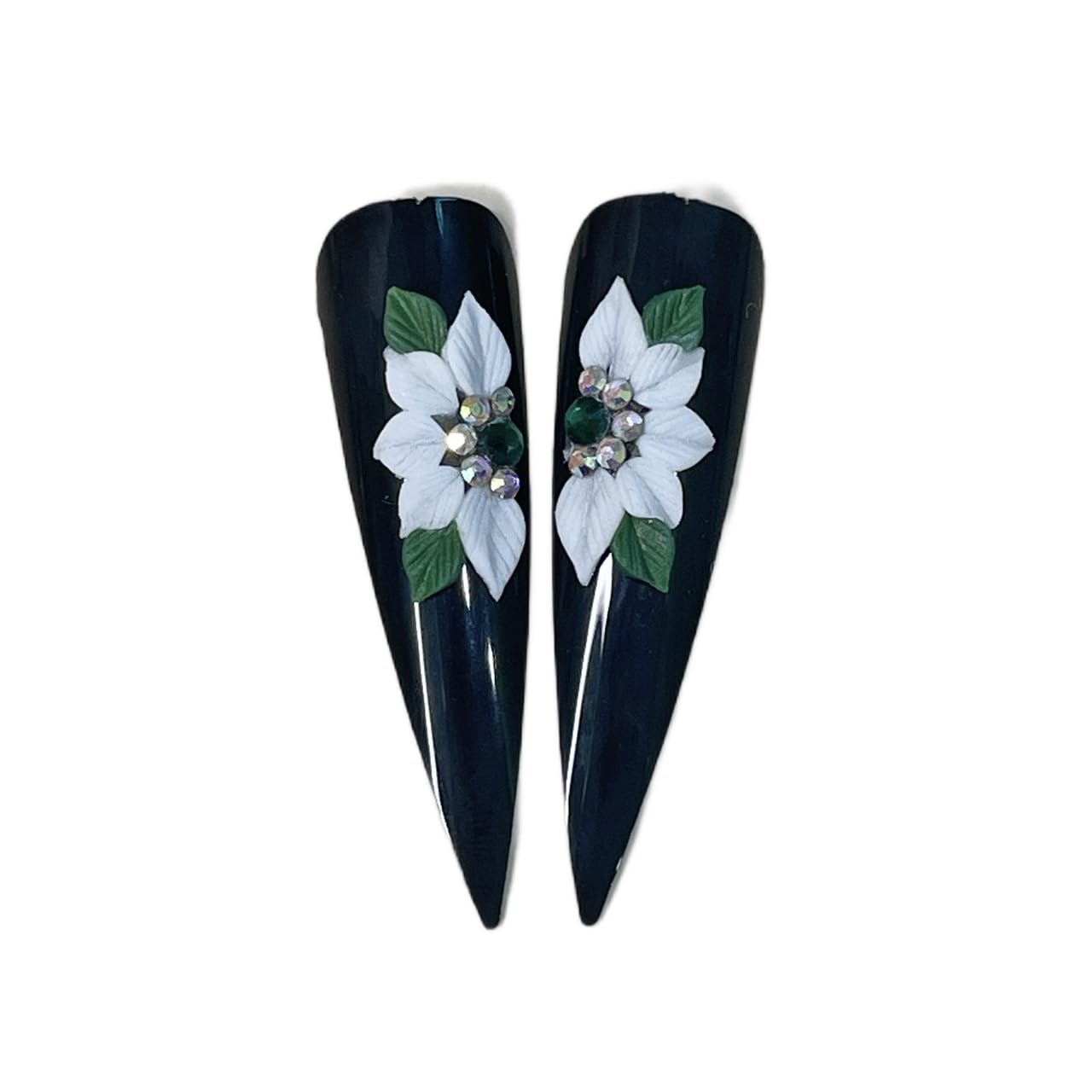 Set 8Pcs 3D Acrylic White Medium Half-Poinsettias Flower Christmas Nail Art Charms Handmade by Acrylic Powder HaFLoNa Flowers Nsils (White Half-Poinsettias(Medium) 8Pcs)
