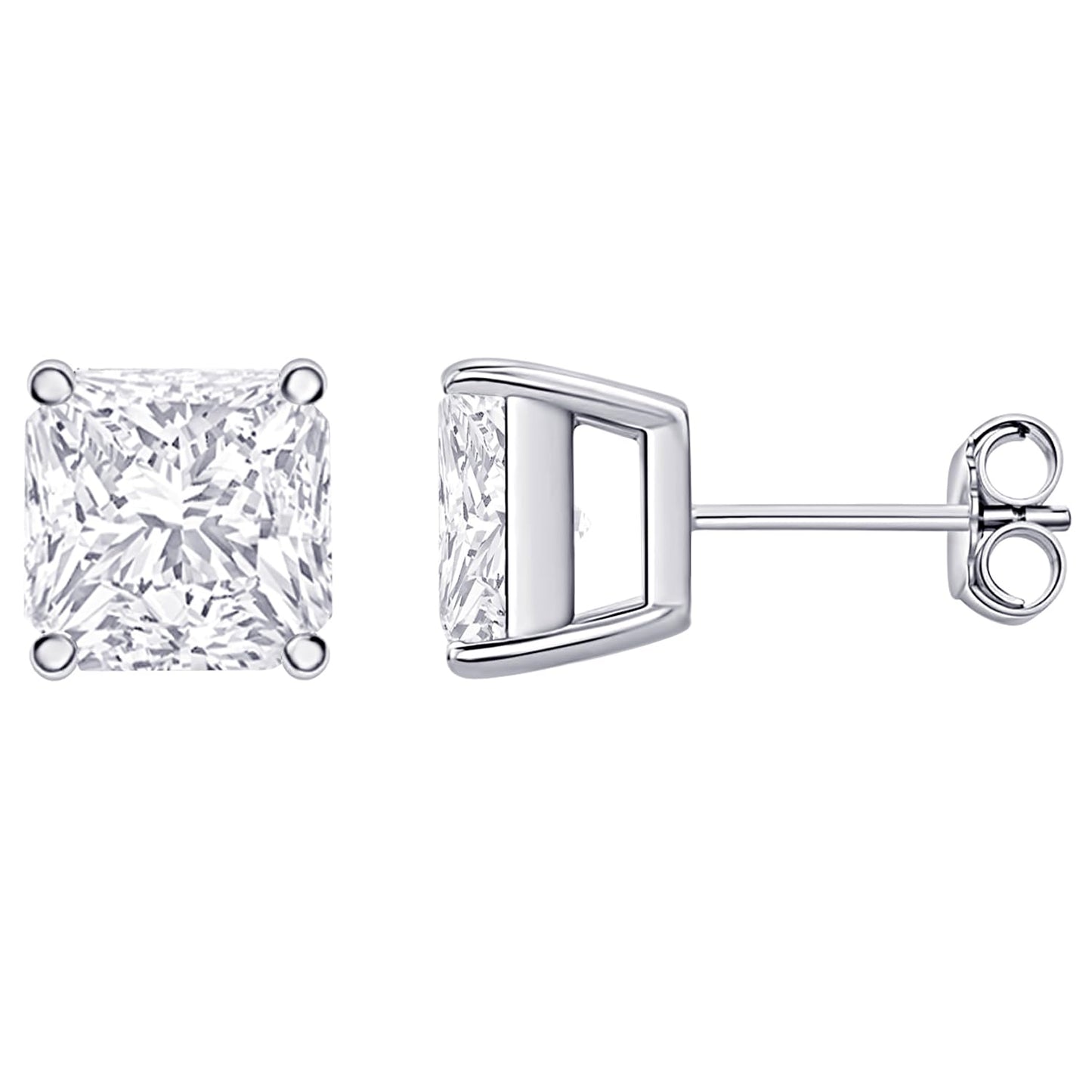 18K White Gold 0.5 Carat Asscher Shape LAB GROWN Diamond IGI Certified Stud Earrings for women 4 Prong Push Back (E/F Color VS2/SI1 CLARITY)