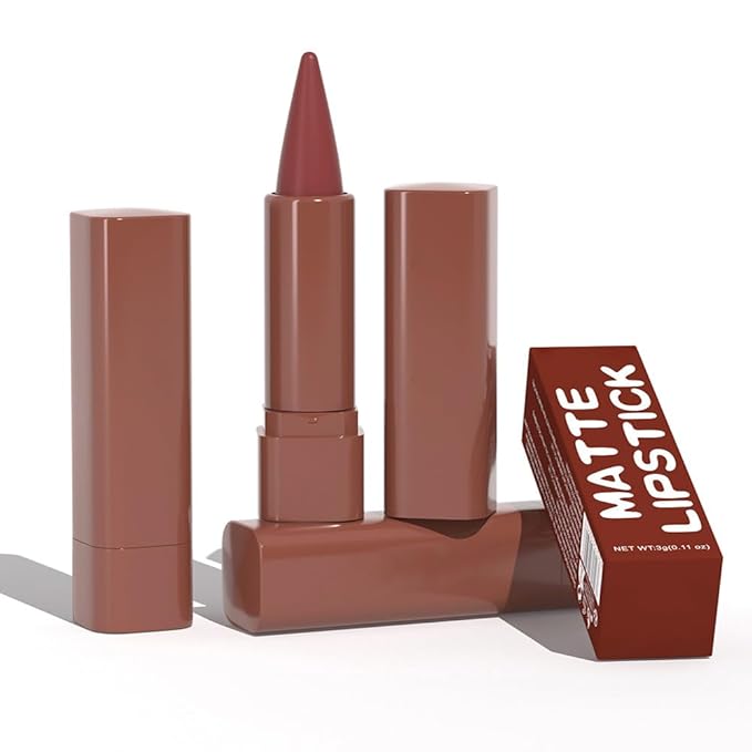 evpct 6Pcs Mauve Maroon Brown Ruby Plum Dark Red Gradient Matte Lip Liner Lipstick Combo Crayon Pencil Set for Women Long Lasting, Cream Lip Liner and Lipstick Combo Makeup Kit, Gradual Ombre Effect