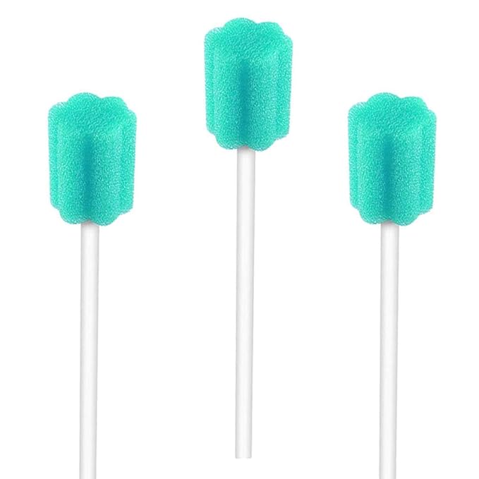 Wellgler's Mouth Swabs for Elderly,Disposable Oral Swabs. Green (Bag of 50 swabs)