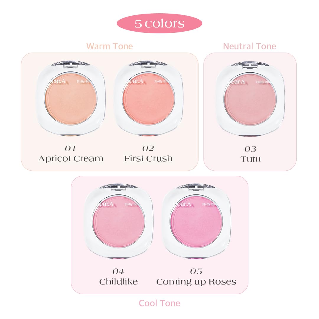 Dr.Althea Dear.A Fluffy Blush -An airy, long-lasting pressed powder blush, Effortlessly blends and layers, creates a natural, soft, healthy flush, Vegan formula (05 Coming up roses)