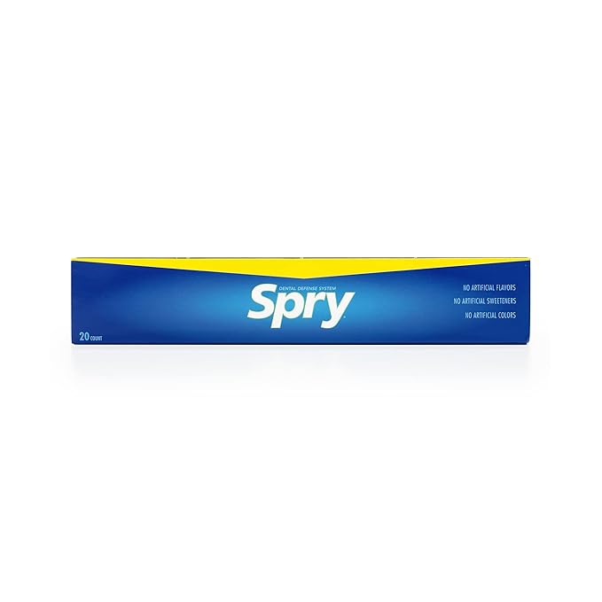 Spry Fresh Natural Xylitol Chewing Gum Dental Defense System - Aspartame-Free, Sugar-Free, Non-GMO, Gluten-Free (Peppermint, 10 Count Blister Cards - Pack of 20)