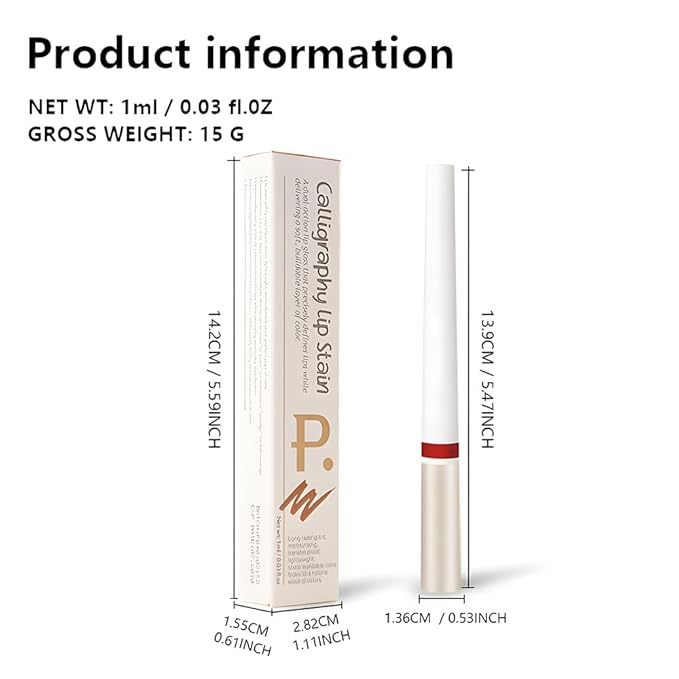 Matte Calligraphy Liquid Lip Liner Lipstick Pencil, Red Long-Lasting Transfer-Proof Lip Stain, Lightweight Lipstick, Sheer Buildable Color, Fades to a Natural Wash of Colors