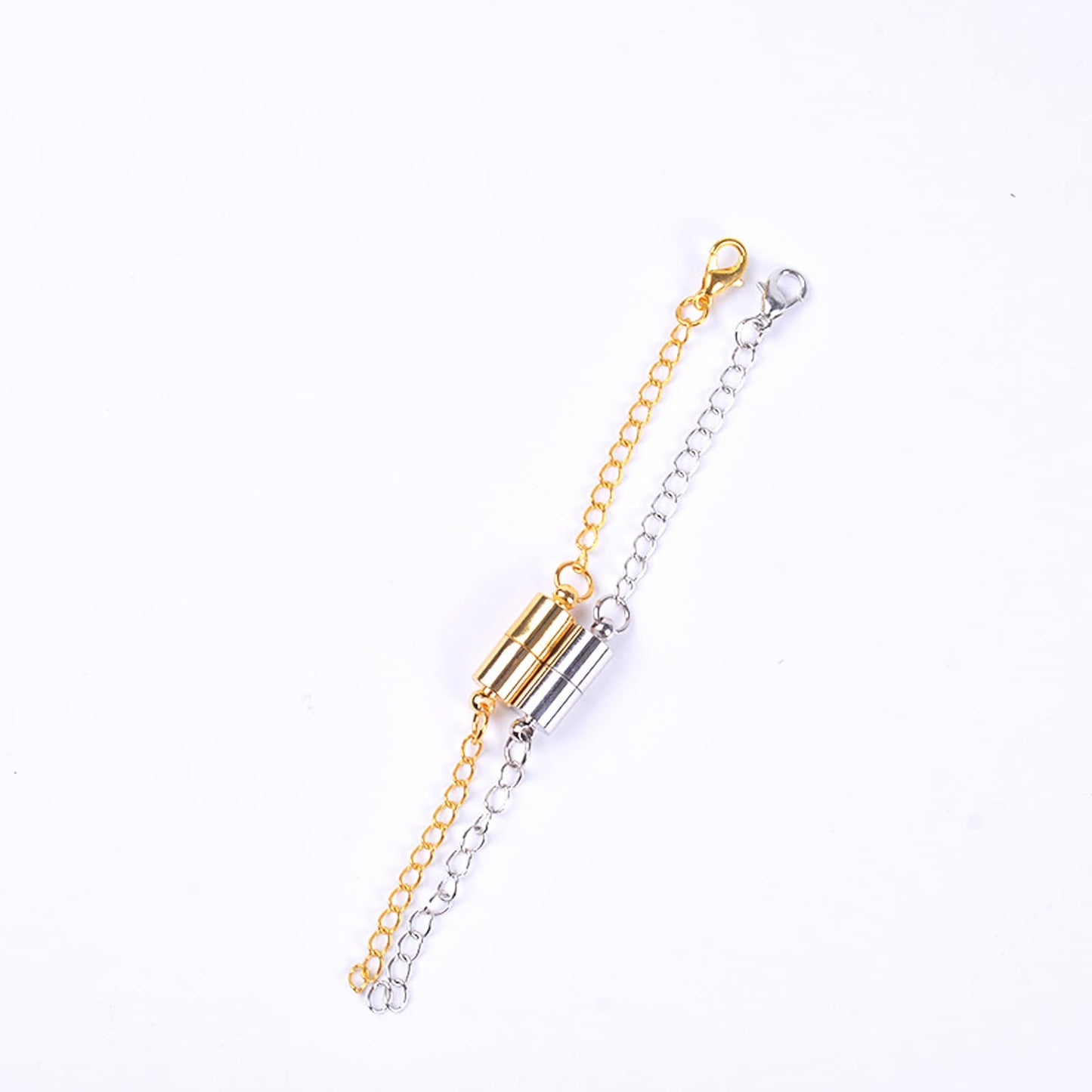 Mizeer Magnetic Necklace Extenders, Adjustable Chain Extenders for Necklaces, Magnetic Necklace Clasps and Closures with Extender Chains (4pcs Silver)