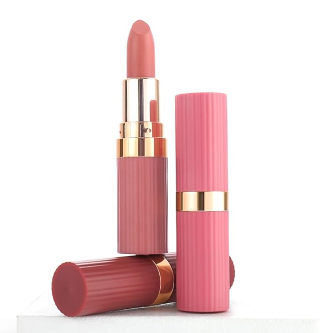 Nude Lip Stick,Matte Cream Lipstick Set for Women,Long Lasting Waterproof Smudge Proof Velvet lipsticks Crayon,Lip Makeup Kit Travel Size,Vegan & Cruelty-free (Pack of 1)