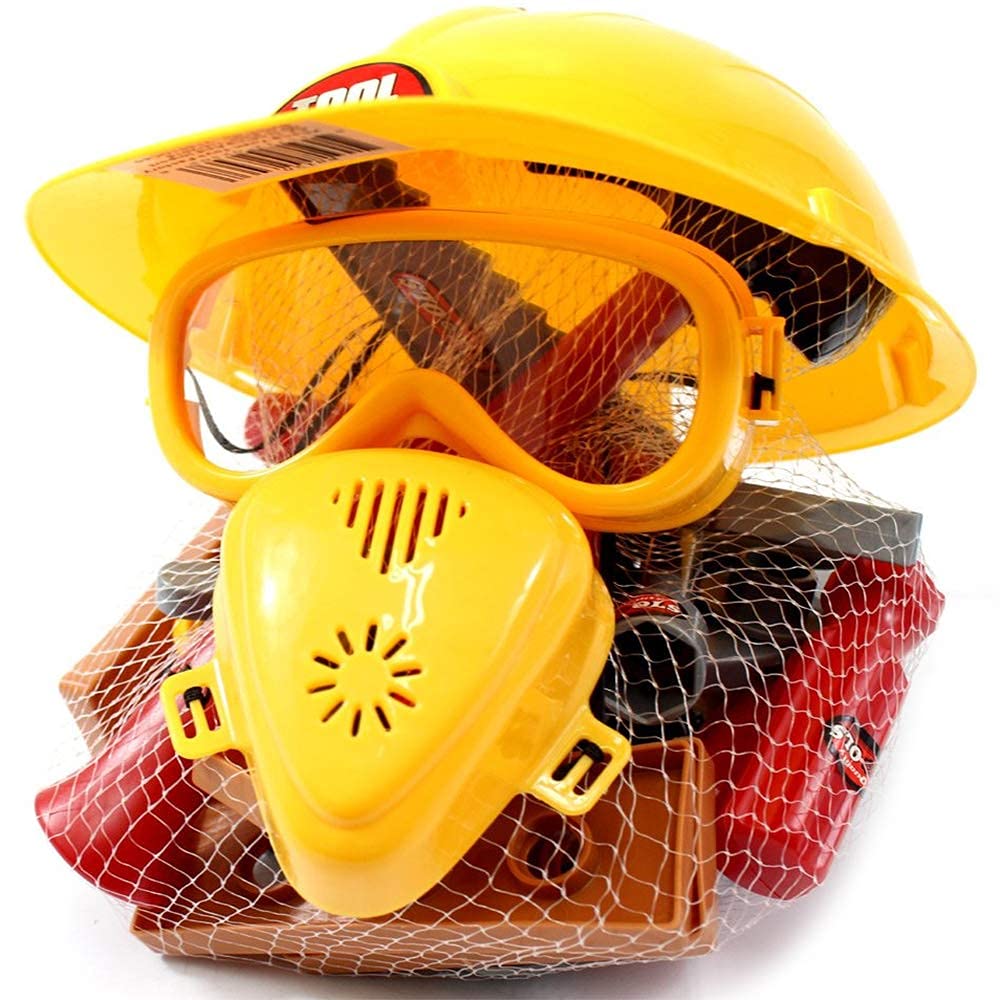 Kids Handyman Tools Toy Set, 52 PCS Mechanic Pretend Play Construction Playset with Hard Hat, Nuts, Bolts - Realistic Plastic Toddler Children Accessories for Workbench