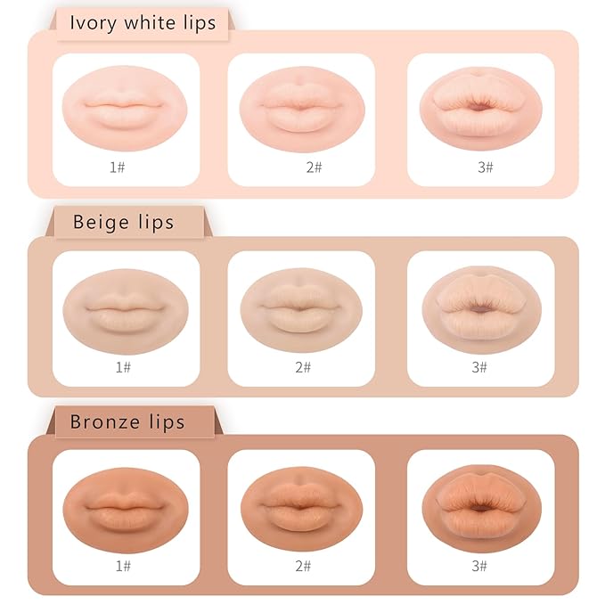 3D Silicone Fake Lips Large with Lipstick for Makeup Tattoo Practice Realistic Artificial Lip Mannequin for Beginners Artists (Thick Big Lip,Tan)