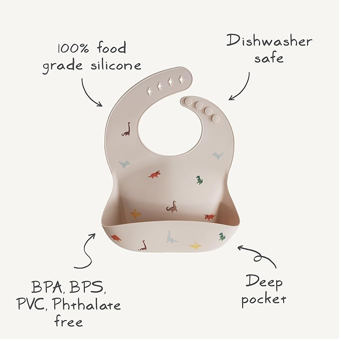 mushie Silicone Baby Bib | Adjustable Fit Waterproof Bibs (Tradewinds)