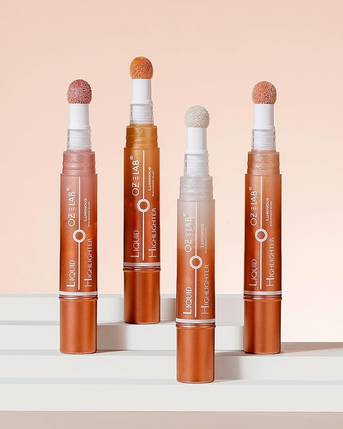 Angelo Glow Liquid Highlighter Wand Rose Gold – Buildable Illuminating Makeup Stick for Face and Body – Radiant Finish, 6ML/0.21FL.OZ,PACK OF 1