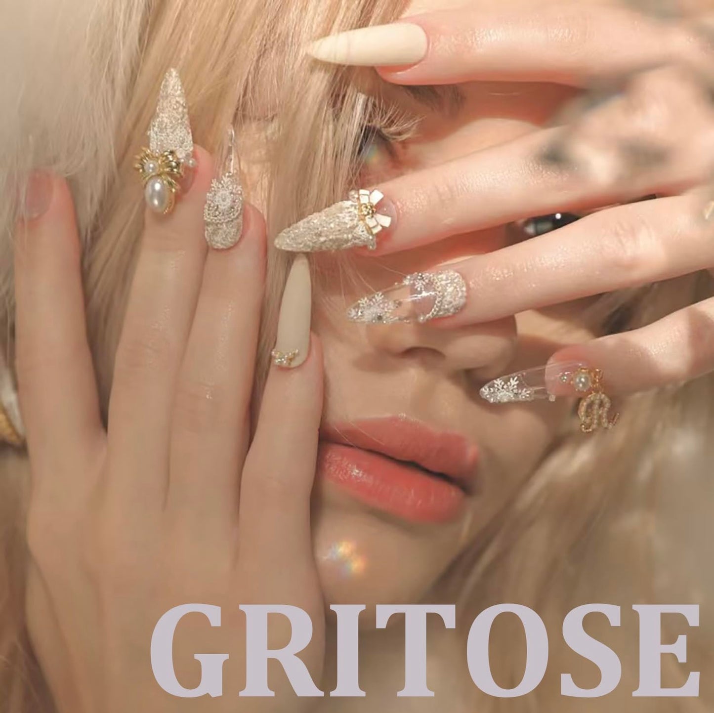 Curved Press on Nail 3d Fake Nails Red French Tip Press ones Extra Long Square with Water Stripe designs Leopard Print Stick on Nails Gold Rhinestones Acrylic Full Cover Gel Glue on Nails for Women