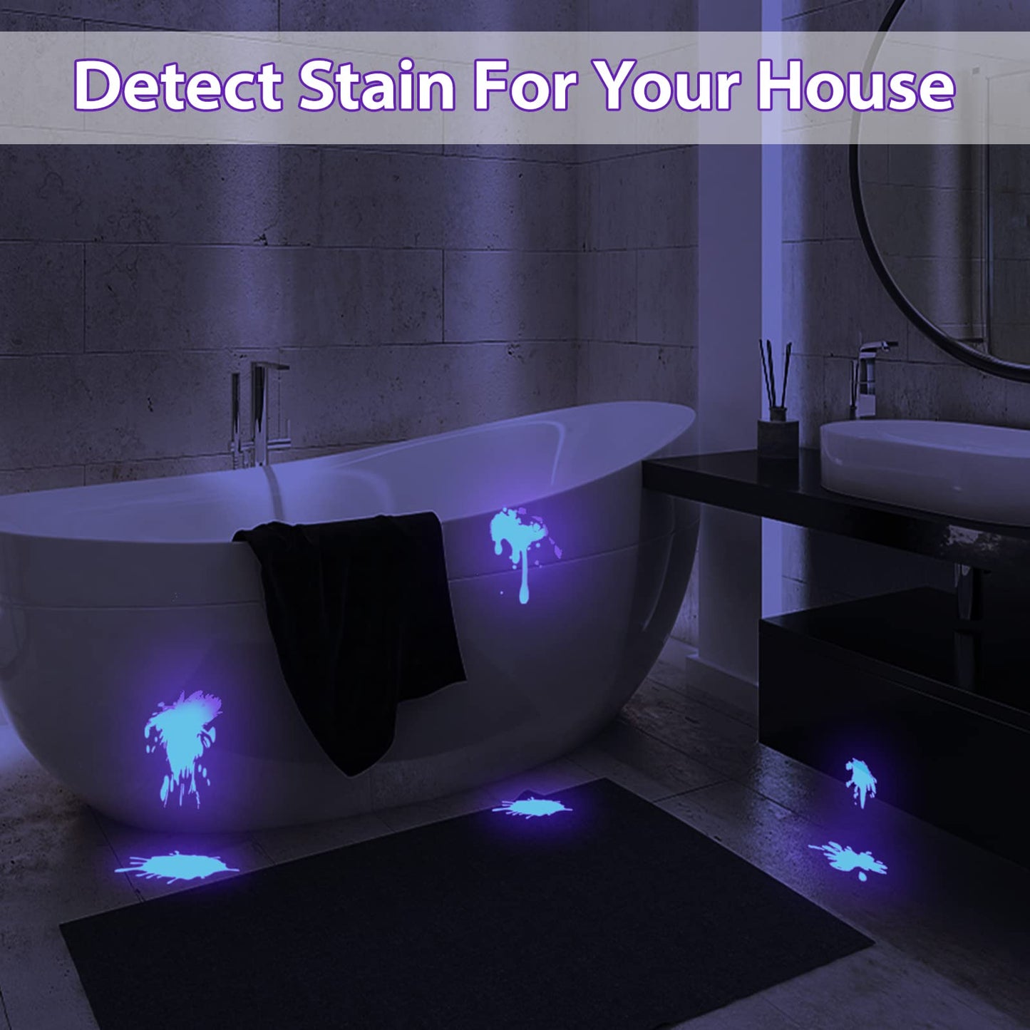 MOWETOO UV Flashlight, Portable Blacklight Flashlight, LED Torch with White and Ultraviolet Light Combo, Black Light Pet Urine Detector for Dog Cat Pee, ID Check, AC Leak, Bed Bug, Rocks, Resin