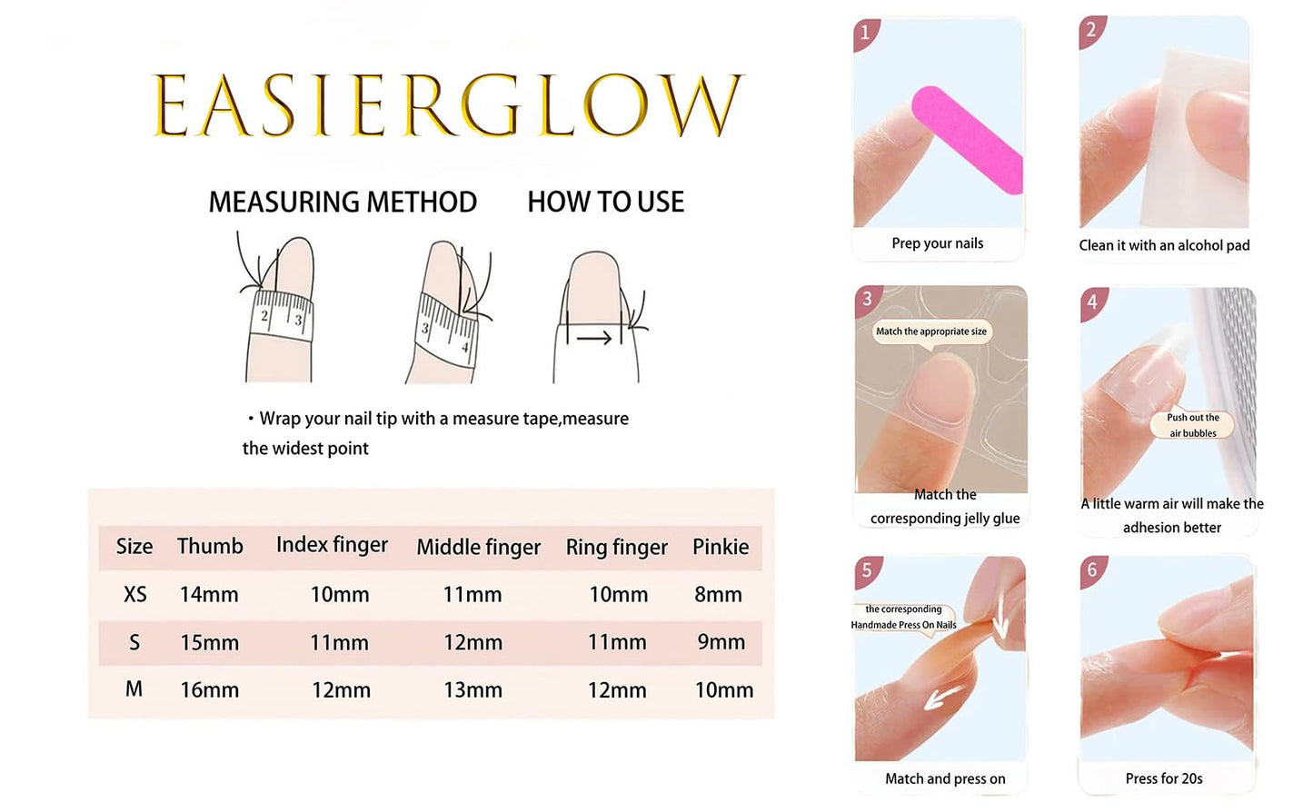 10 Pcs Short Almond Handmade Press On Nails | French Tip with Silver Starburst & Rhinestone Accents | Reusable, Easy to Apply & Remove, Salon-Quality Manicure (RR08, XS)