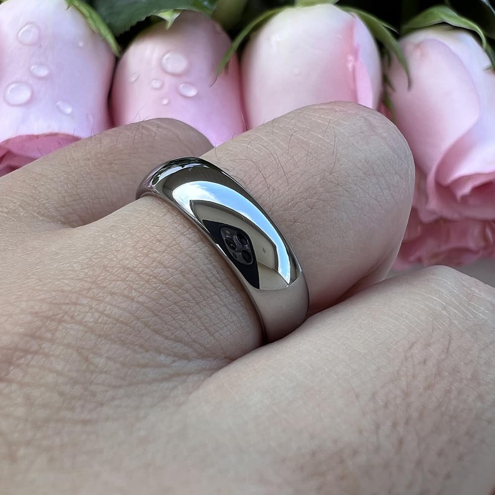 TUTISS 6mm Tungsten Rings for Men Women Engagement Wedding Bands Domed Polished Comfort Fit Size 11