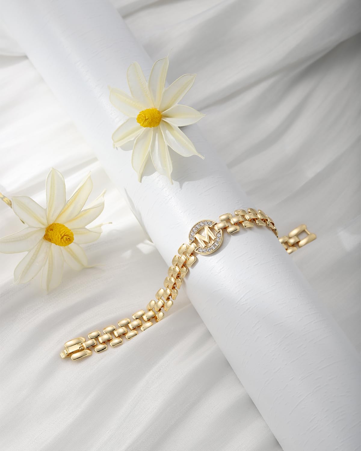 WEDDINEN Initial Bracelet,14K Gold Plated Letter Bracelets for Women, Thick Bangle Wrist Gold Alphabet Bracelet for Women, Christmas Gifts for Women Jewelry Initial Y Charm Chain