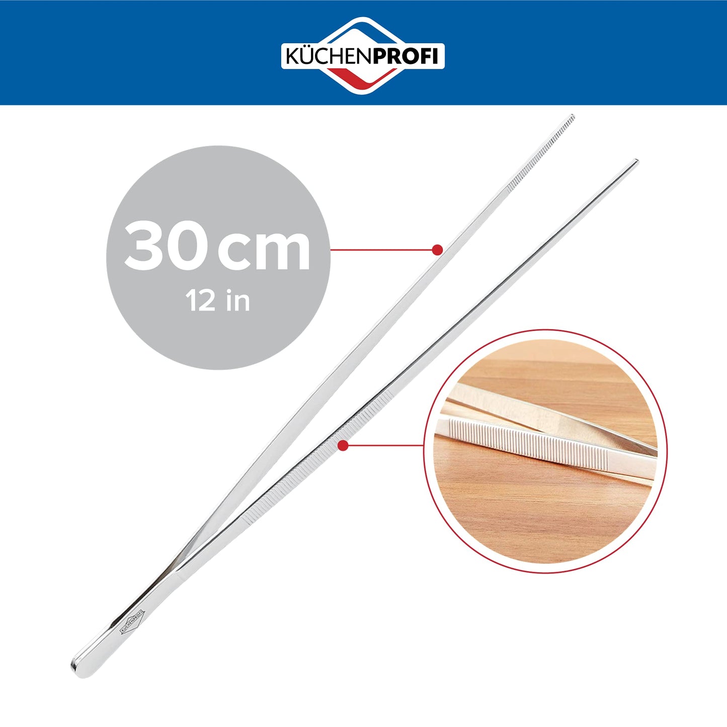 Küchenprofi 12-Inch Tweezer Tongs in 18/10 Stainless Steel
