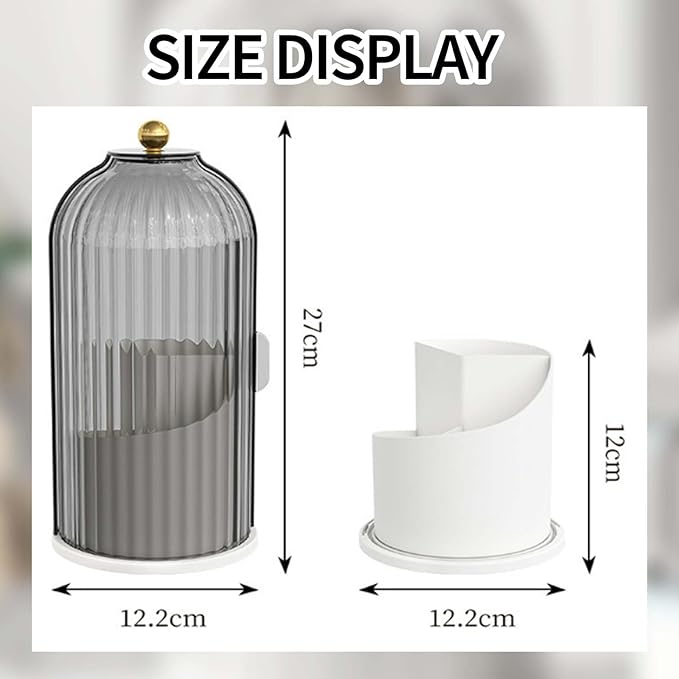 Sliding Lid Toothbrush Organizer, Toothbrush Holders with Sliding Lid, 360° Rotating Dustproof Concealed Toothbrush Holder, 3-Slot Varying Heights, Ideal for Bathroom, Makeup & Travel (White)