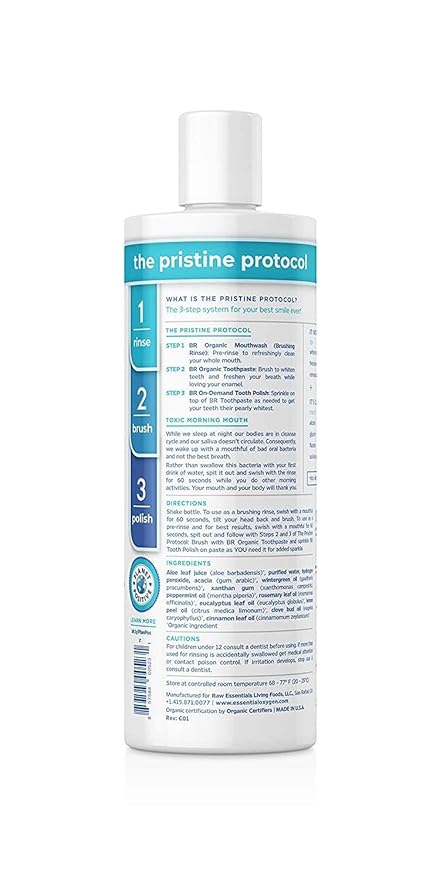 Organic Mouthwash (Brushing Rinse) Wintergreen Essential Oxygen 3 oz Liquid