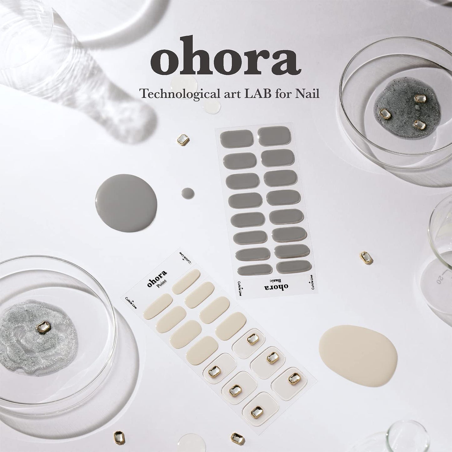 ohora Semi-Cured Gel Pedi Strips 34pcs(P Maple) - Includes 16 Solid Color, 14 Accent Wraps, 2 Prep Pads, Nail File & Wooden Stick