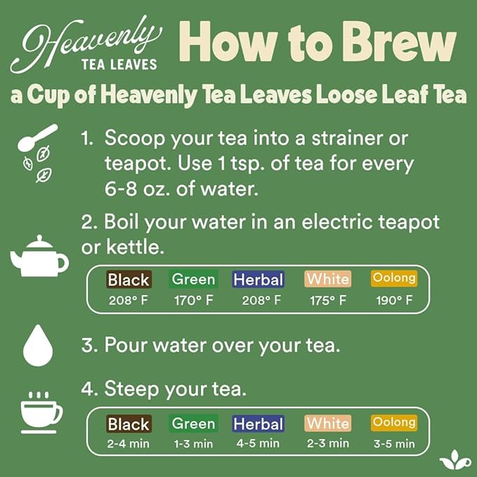 Heavenly Tea Leaves Organic Ginger Lemon Green, Loose Leaf Green Tea, 4 oz. (Approx. 50 Cups of Tea) - Antioxidant & Immune Boosting, Hot or Iced Tea, Great Natural Energy Source