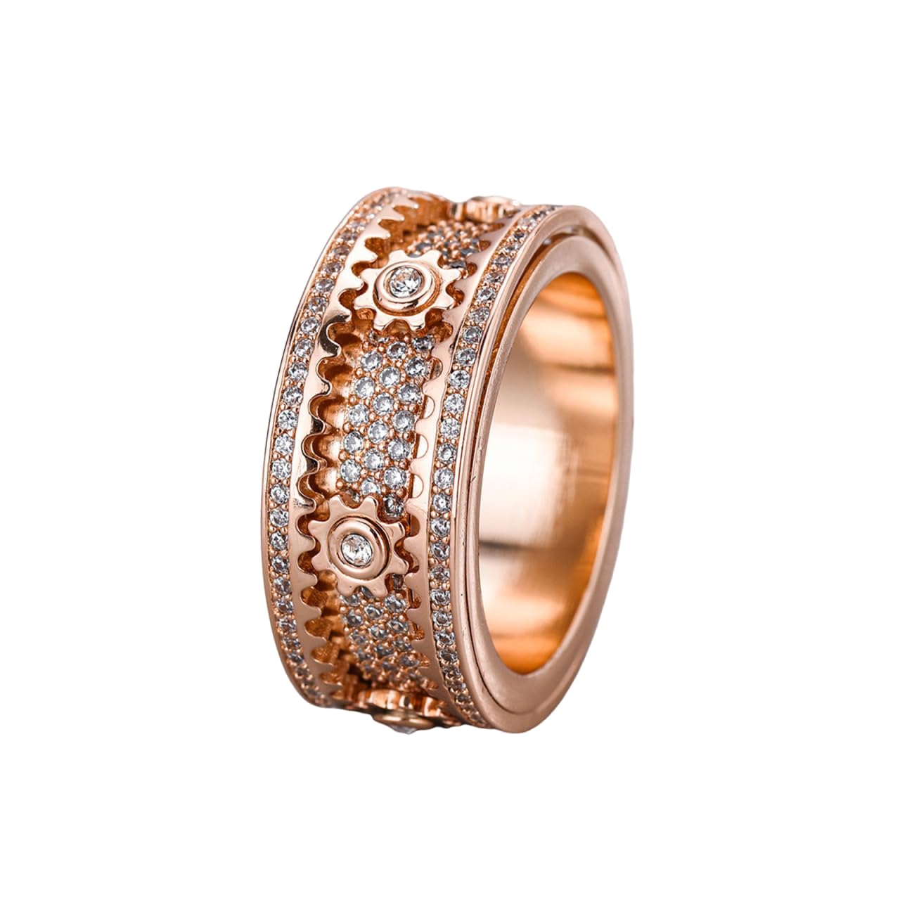 Xarewx Mindfulness Rings for Women, Fidget Ring, Adjustable Anti-Anxiety Fidget Rings, Menopause and Stress Ring, Calm & Everyday Wear (Rose Gold, 6)