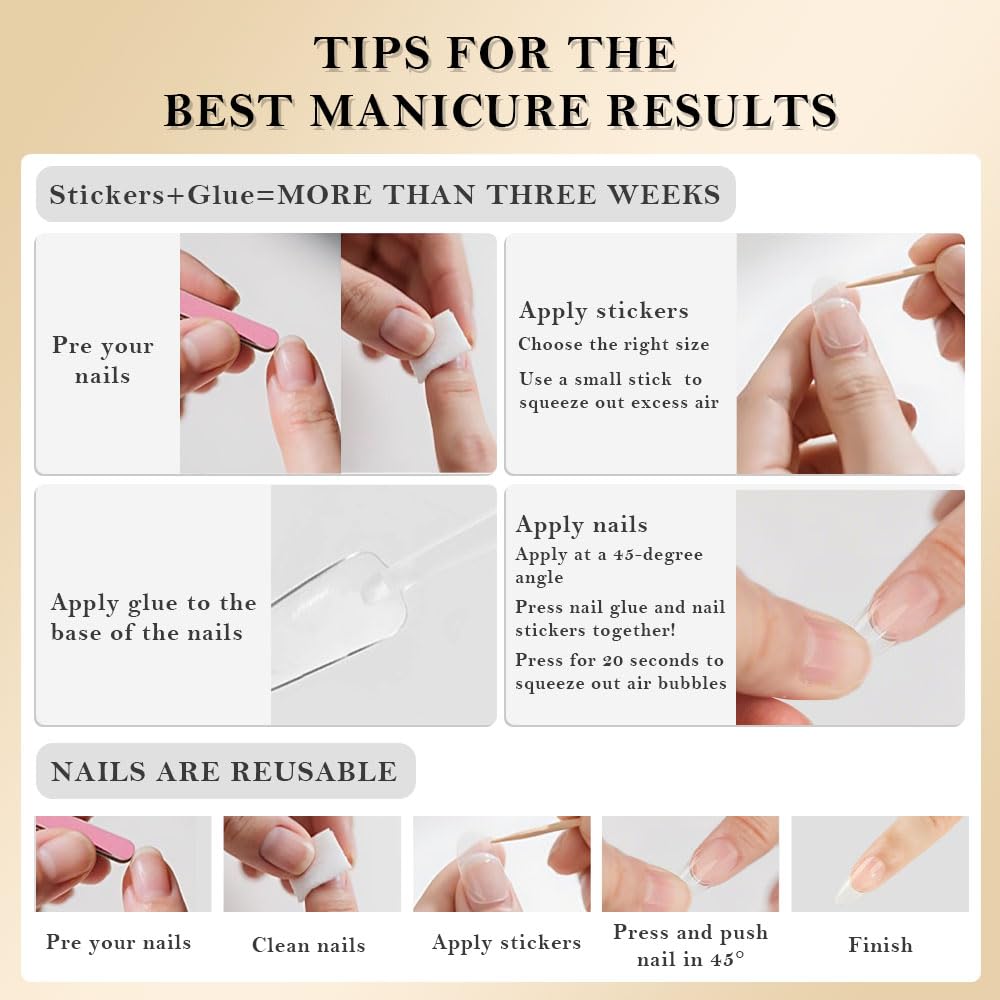 evpct Light Nude Pink Short Press on Nails Square, Glossy Soft Gel Acrylic Fake Press on Nail Manicure Kits, Reusable Artificial Stick on Nail for Women, Full Cover Easy Application Easy At-Home Salon