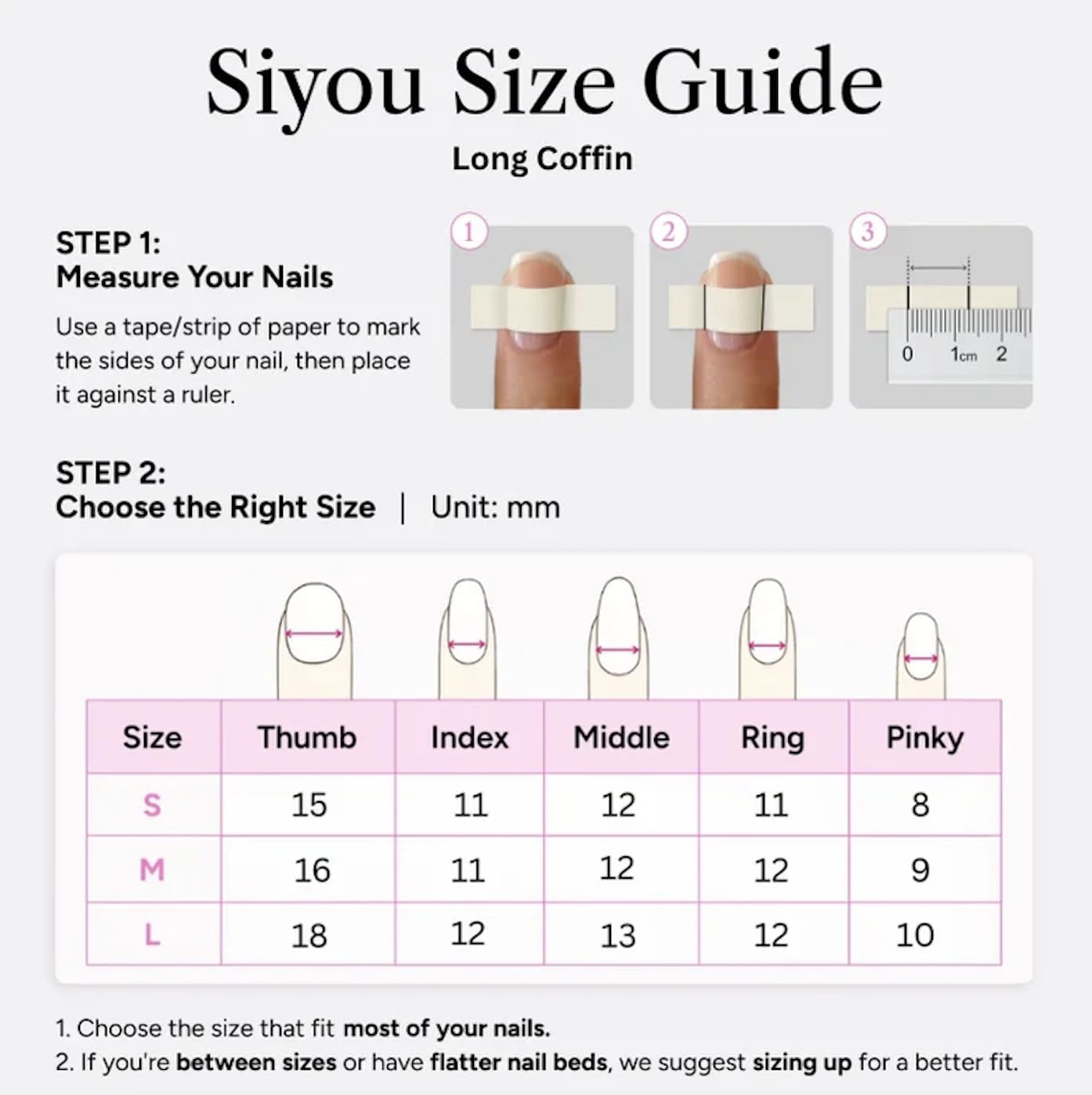 SIYOU Beauty | Mermaid Shore | Pink and Light Blue Mermaid Long Coffin Press On Nails for Women (Large) - Reusable, Salon-Quality Fake Nails (10pc)