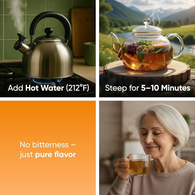 Calendula Loose Tea – 4 oz Size - Marigold & Dried - Calendula Tea Bulk Flowers Gluten-Free and Caffeine-Free Herbal tea for Relaxation, Wallness, From Real Flowers with Smooth Taste