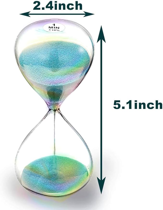 SuLiao Sand Timer 1 Minute Hourglass,Turquoise Sand Clock,Large Sand Watch 1 Min,Colorful Biloba Puff Minimalist Hour Glass Sandglass for Home,Desk,Office Decorative
