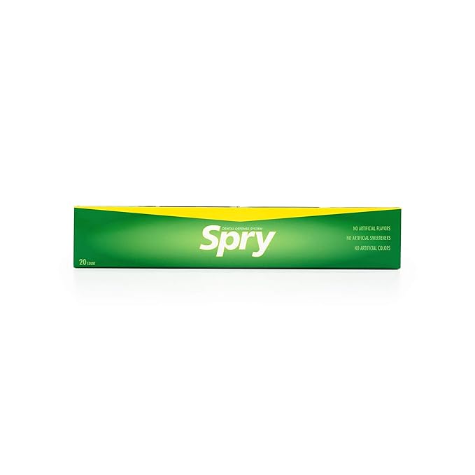Spry Fresh Natural Xylitol Chewing Gum Dental Defense System - Aspartame-Free, Sugar-Free, Non-GMO, Gluten-Free (Spearmint, 10 Count Blister Cards - Pack of 20)