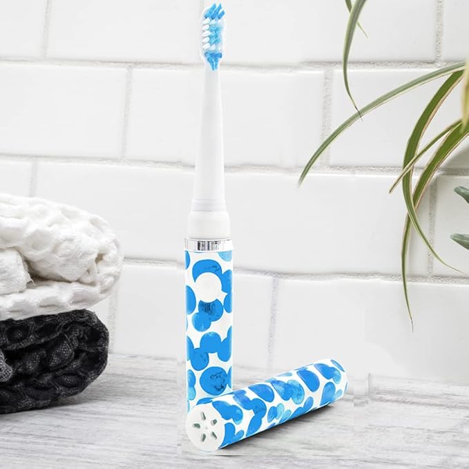 Pop Sonic Electric Toothbrush (Blue Bubble) - Travel Toothbrushes w/AAA Battery | Kids Electric Toothbrushes with 2 Speed & 15,000-30,000 Strokes/Minute, Dupont Nylon Bristles