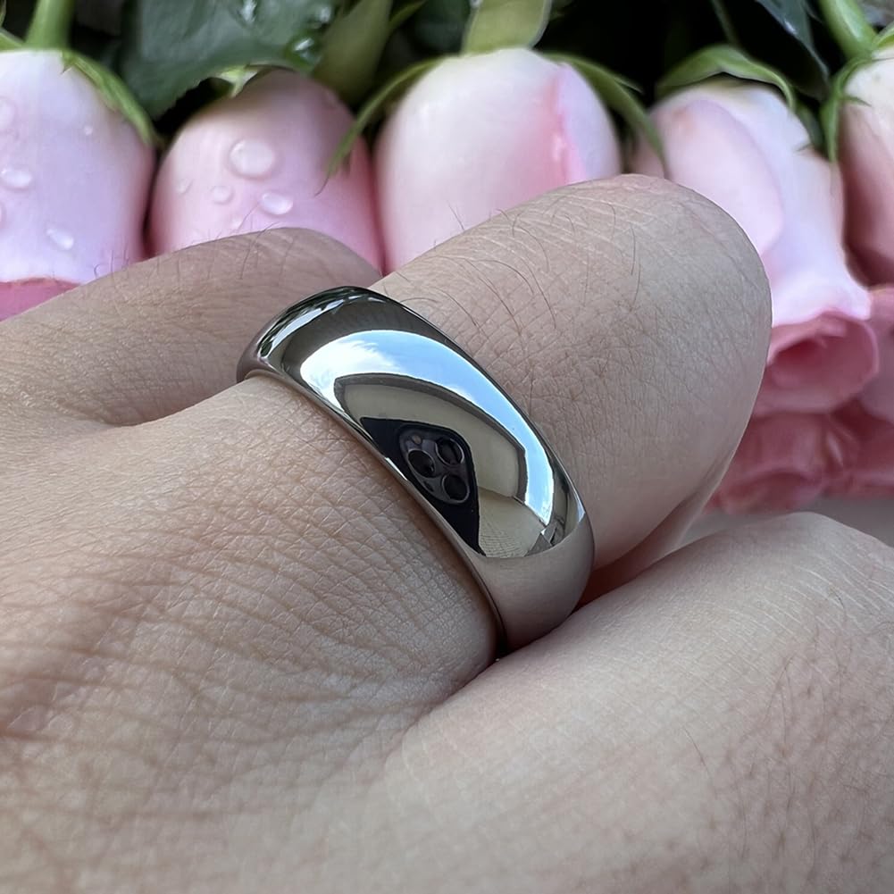 TUTISS 7mm Tungsten Carbide Rings for Men Women Engagement Wedding Bands Domed Polished Shiny Comfort Fit Size 13