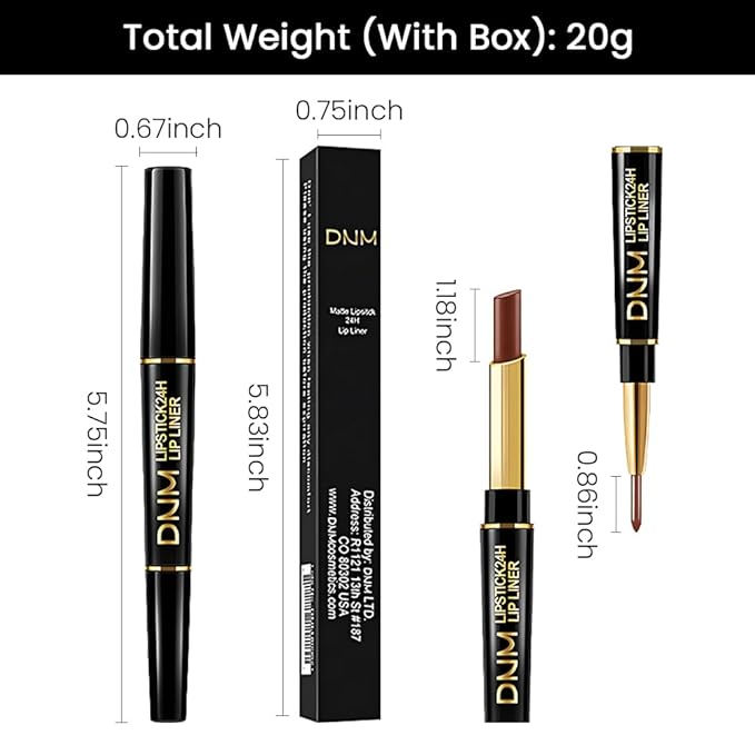 evpct 1Pcs Dark Deep Brown Matte Lip Liner and Lipstick Combo Set Kit for Women, Magic Neutral Lipsticks 24 Hours Original Lipstick and Lips Liner Pencil Stain Gloss Makeup Long Lasting Waterproof