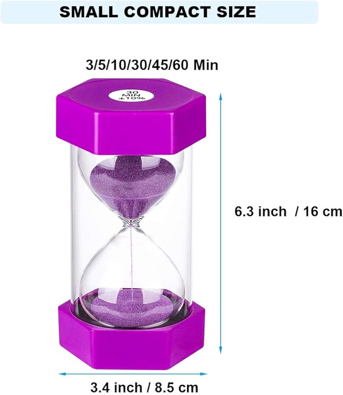 Hourglass Timer 45 Minute Sand Timer, Large Plastic Sand Clock 45 Minutes, Purple Sand Watch 45 Min, Hour Glass Colorful Sandglass Timer for Kids, Games, Classroom, Kitchen, Decorative