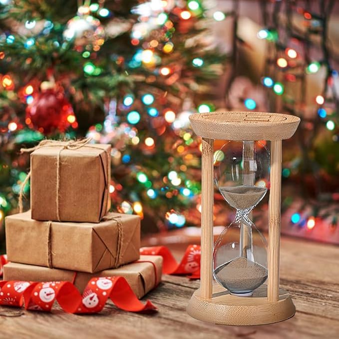 Wood Sand Timer,30 Minute Hourglass,Brown Sandglass 30 Min,Mini Sand Watch,Reloj de Arena 30 Minuto for Toothbrush Timer,Cooking,Baking,Game, Gift