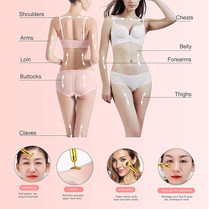 4-in-1 Face Massager Roller 24k Golden Face Roller, Arm Eye Nose Massage for Face Facial Massager Skin Care Tools