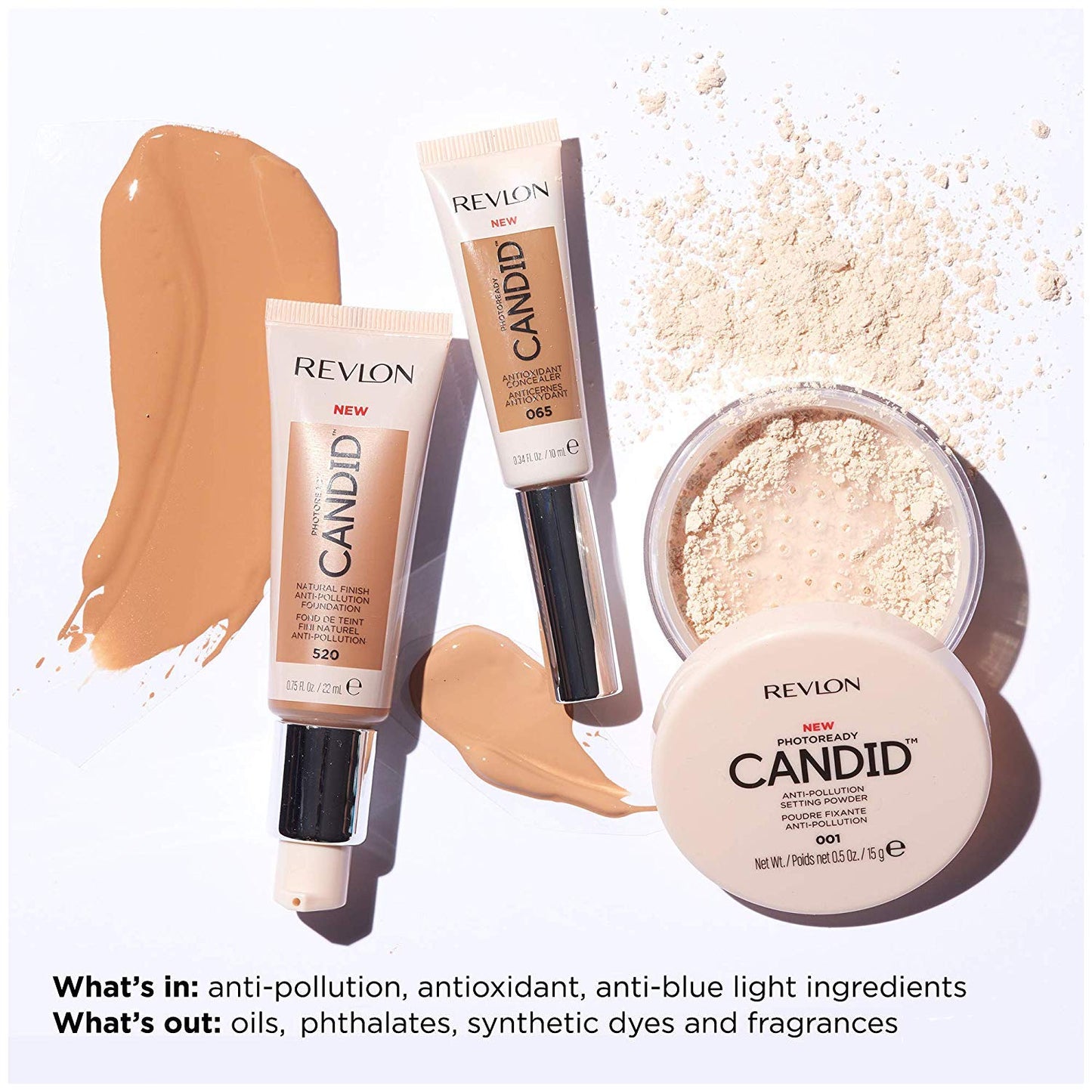 Revlon Setting Powder, PhotoReady Candid Blurring Face Makeup, Anti-Pollution, Lightweight & Breathable High Pigment, Natural Finish, 001 Universal Translucent, 0.5 Oz
