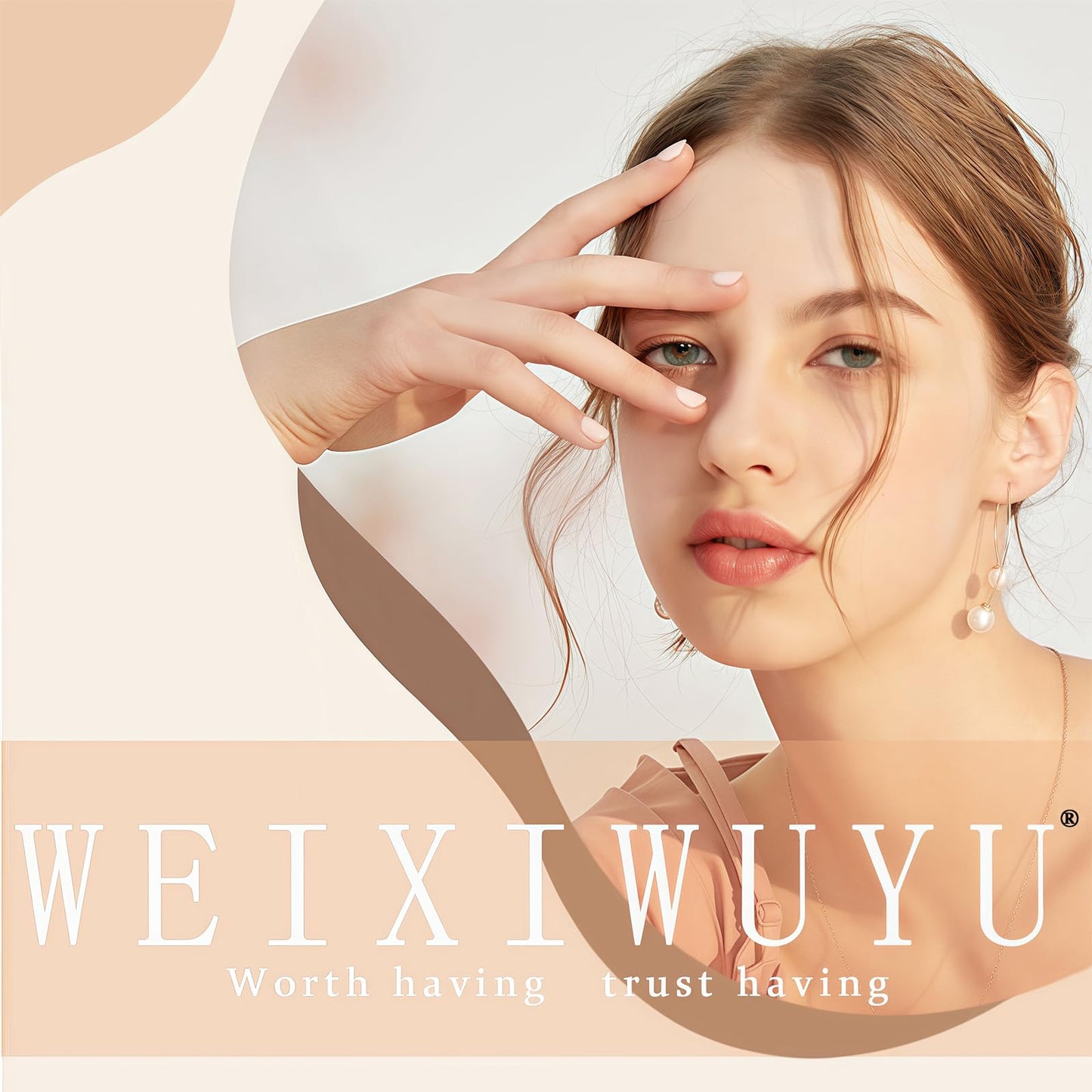 24Pcs Dark Red Press on Nails Medium Almond Fake Nails Floral with Golden Pearls Design Reusable False Nails Kit Red Five-Petal Flower Full Cover Artificial Stick on Nails for Women Girls Manicure