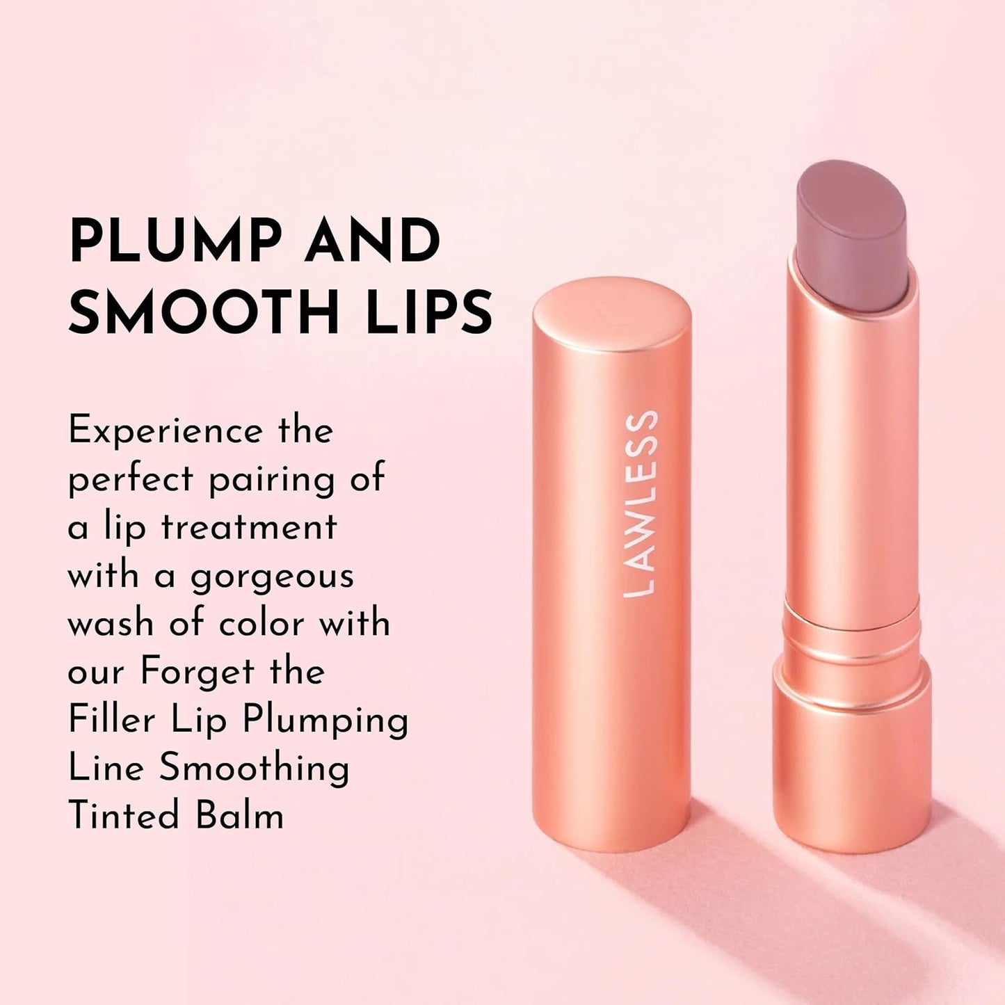 LAWLESS Forget the Filler Lip Plumping Line Smoothing Tinted Balm, Whisper, Pink, 0.09 Ounce