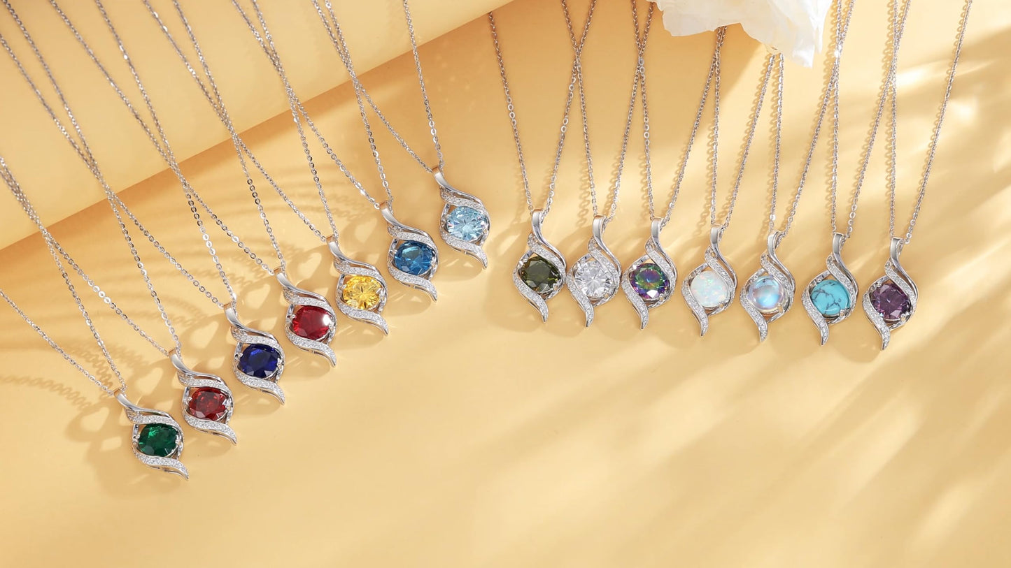 FANCIME December Birthstone Necklace for Women Round Turquoise Necklace S925 Sterling Silver full Love Birthday Gifts for Mom Women, 16"+2" Inches