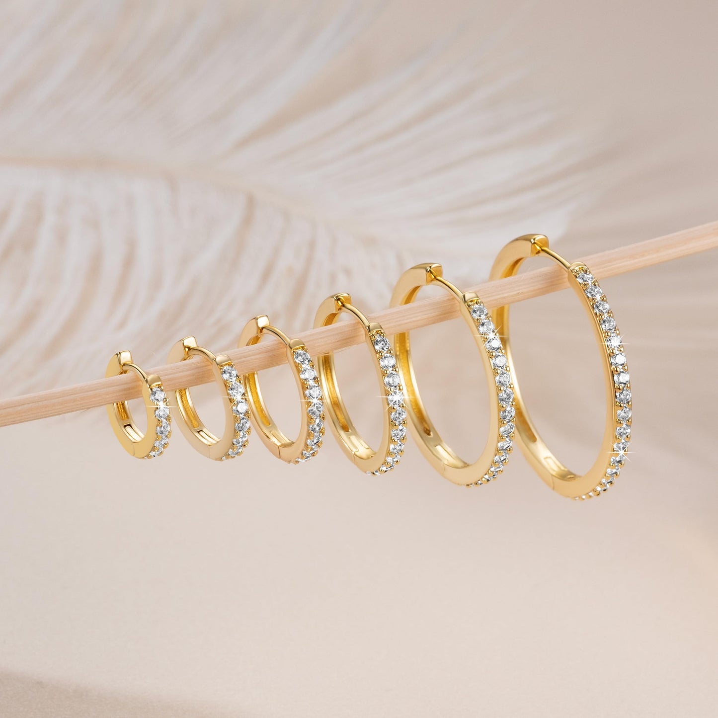 vuiikhir 14K Gold Earrings for Women 14K Gold Hoop Earrings for Women Cubic Zirconia Shining Gold Hoops Earring for Womens Hoop Lightweight Hoops Earring for Womens 12/14/16/20/25/30mm (14mm)