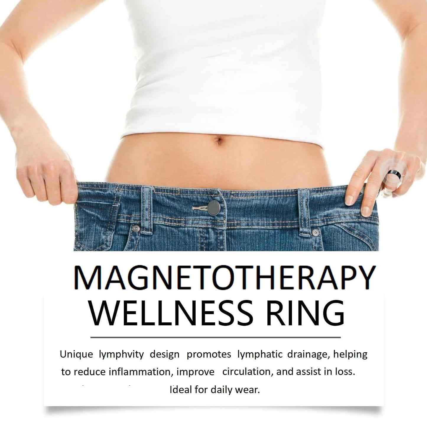 Stainless Steel Auvulis Migraine Rings Magtherapy Lymphatic Drainage Rings Lymph Nodes Acupuncture Therapy Anti Snoring Ring Migraine Relief Health Jewelry for Men and Women(Black)