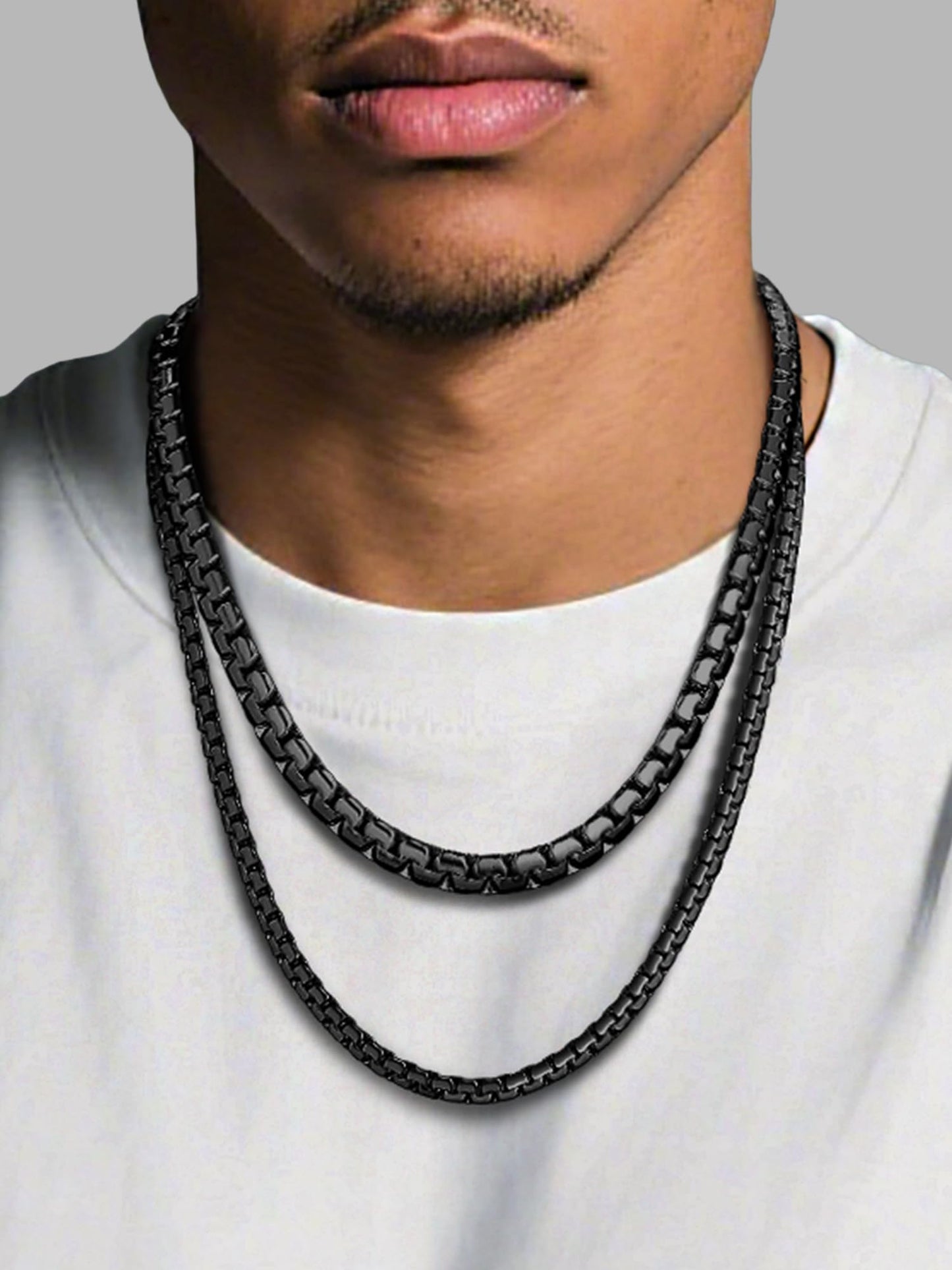 PROSTEEL Mens Chain Necklaces Black Stainless Steel Choker 8mm Chunky Flat Box Necklace for Women Hip Pop Jewelry