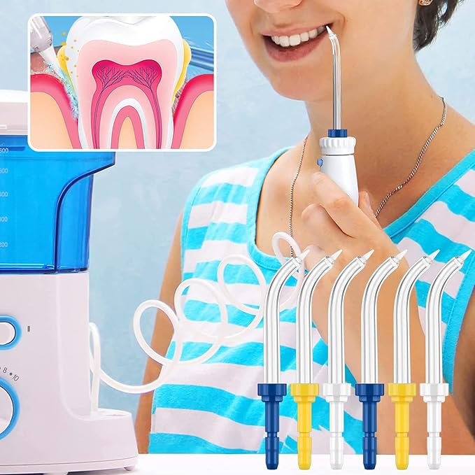 Flosser Replacement Tips for Waterpik Periodontal Tips Dental Water Flosser Tips Replacement Tips for Waterpik Water Flossers (Like WP-100) and Other Brand Oral Irrigators(6 Periodontal Tips)