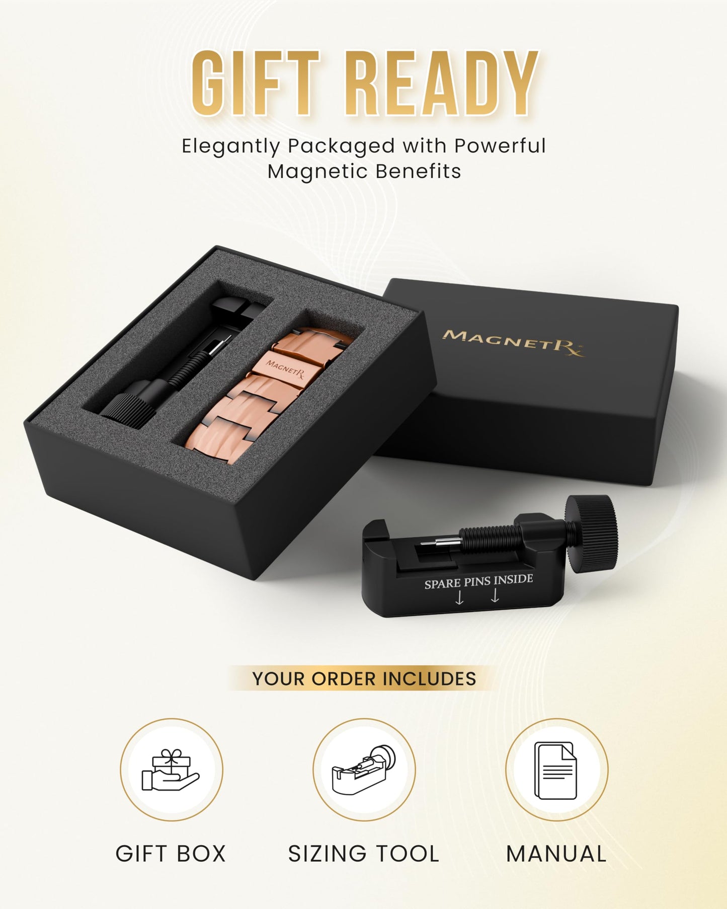 MagnetRX® 3X Strength Copper Bracelet – 99.9% Pure Copper Bracelets for Men with Magnets – Premium Fold-Over Clasp and Adjustable Bracelet Length with Included Sizing Tool (Legacy)
