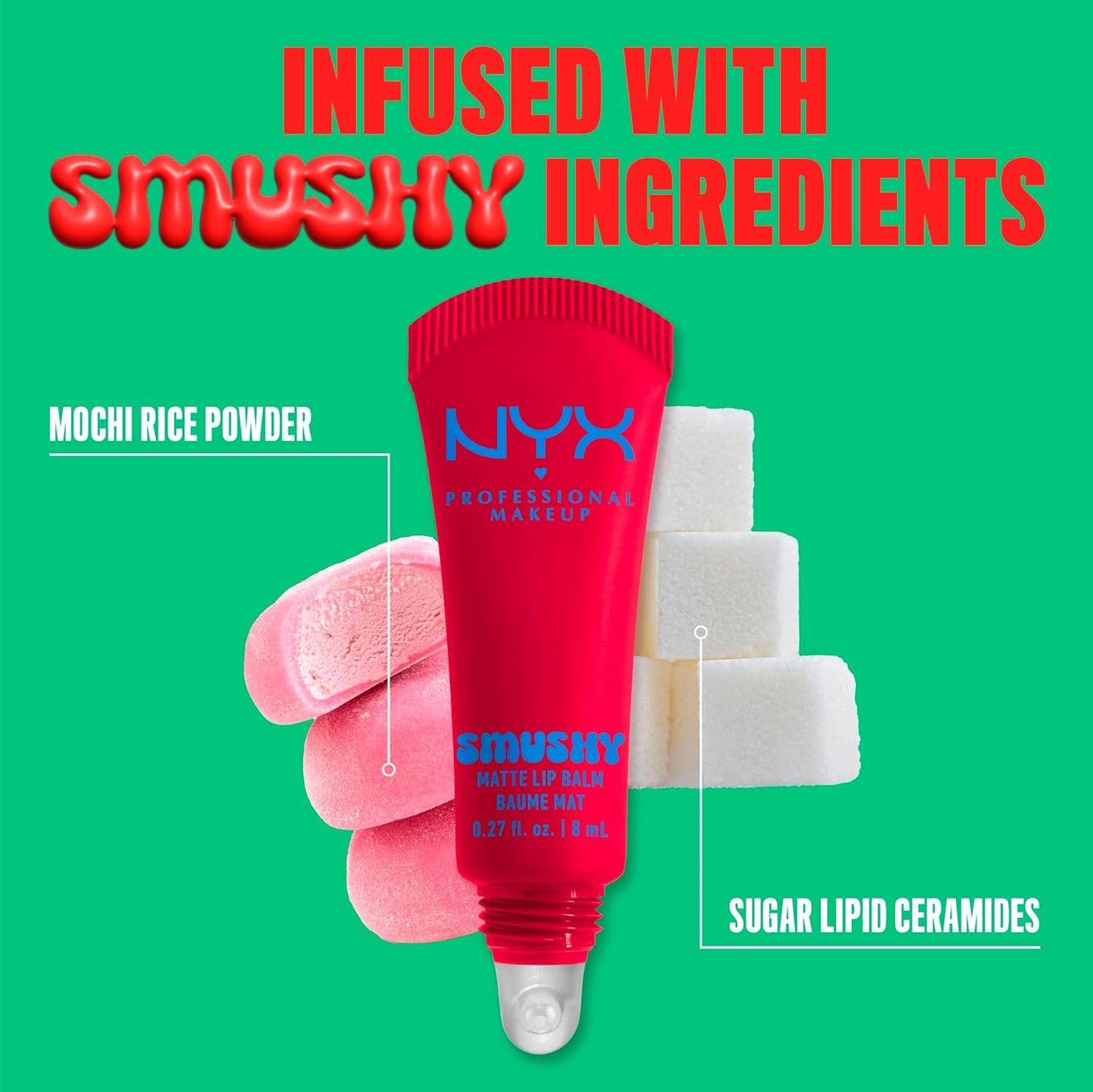 NYX PROFESSIONAL MAKEUP Smushy Matte Lip Balm, Tinted Lip Moisturizer with Soft, Matte Finish - Sassy Stuff (Candy Apple Red)