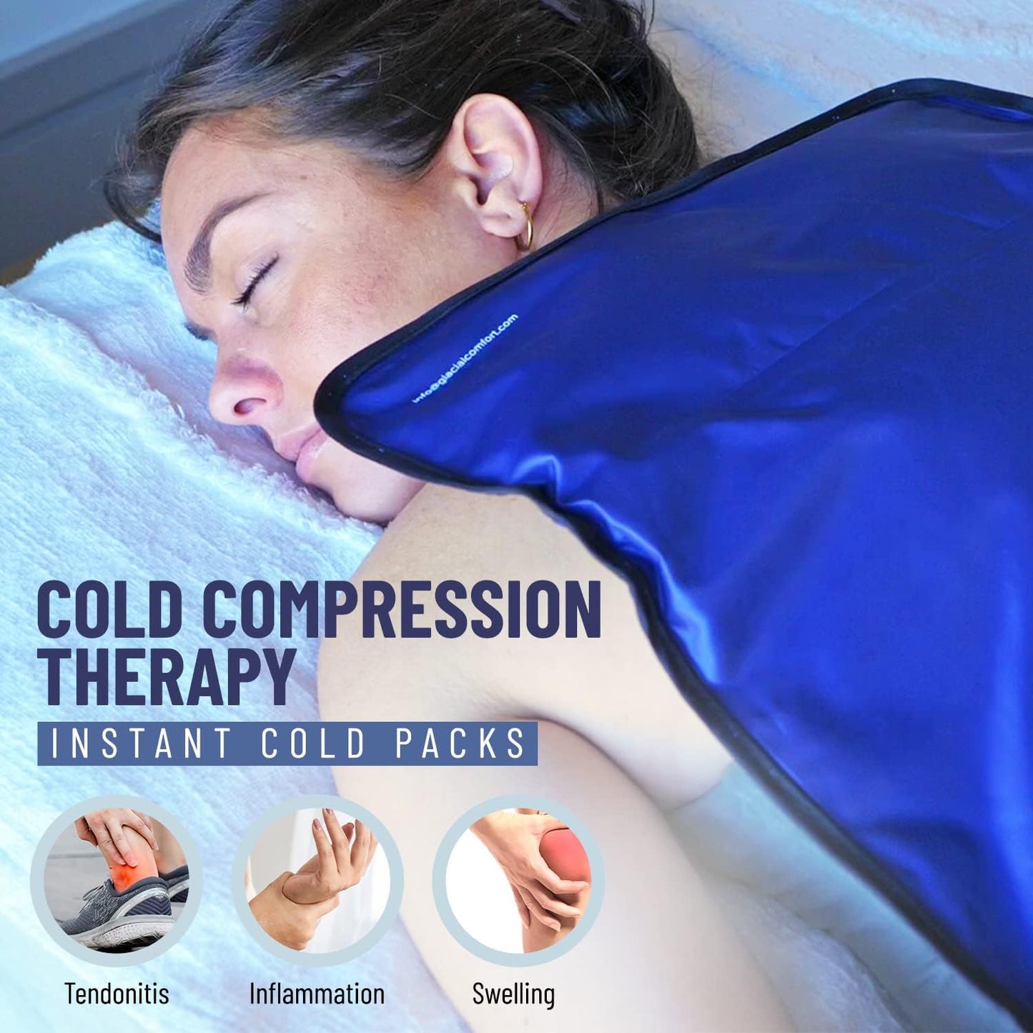 Glacial Comfort Gel Ice Pack for Back Pain - (21" x 13") Reusable Cold Pads for Hip, Knee, Shoulder Injuries, Muscle Strains, Migraine & Postpartum Recovery - Compression Pad