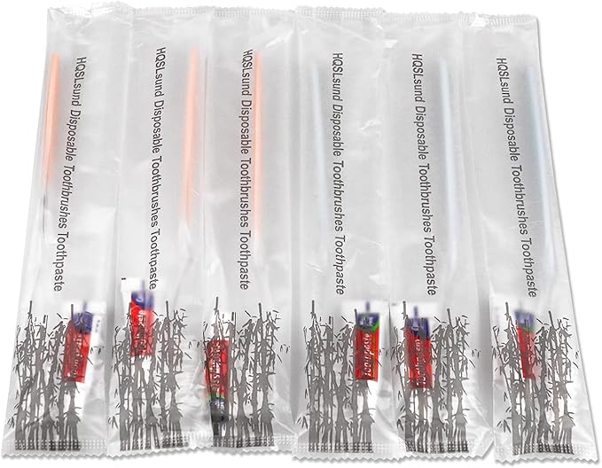 50 Pack Disposable Toothbrush Kit with Toothpaste, Individually Wrapped Travel Toothbrushes Soft Bristle Manual