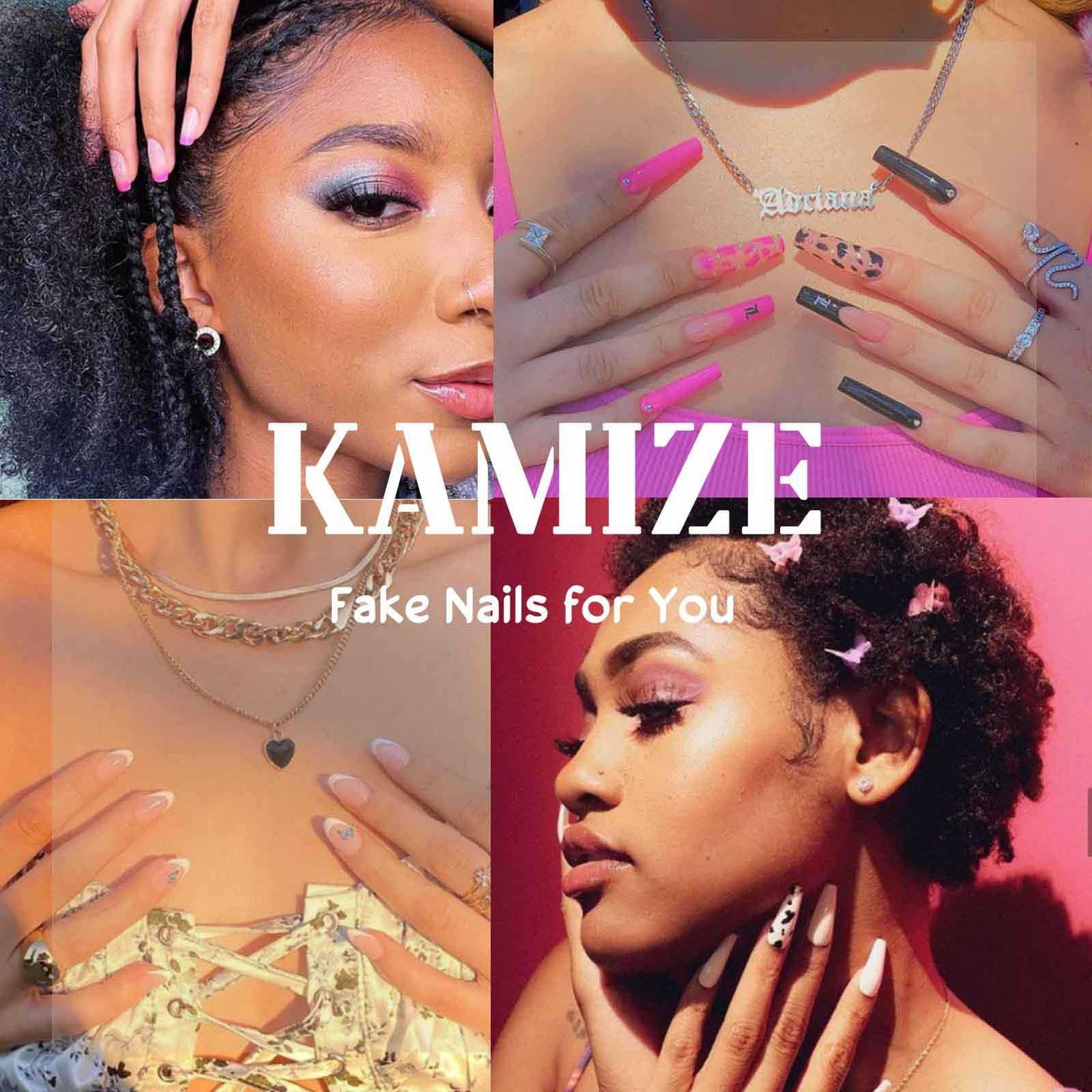 Kamize Short Almond Fake Nails French Press on Nails Full Cover Acrylic Pearl False Nails Red for Women 24PCS