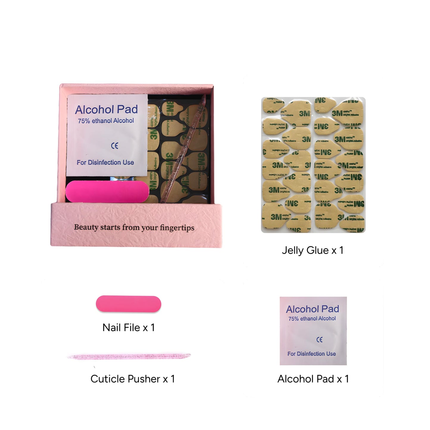SIYOU Beauty | Radiant Garden | Pink and Green Floral Short Almond Press On Nails for Women (Small) - Reusable, Salon-Quality Fake Nails (10pc)